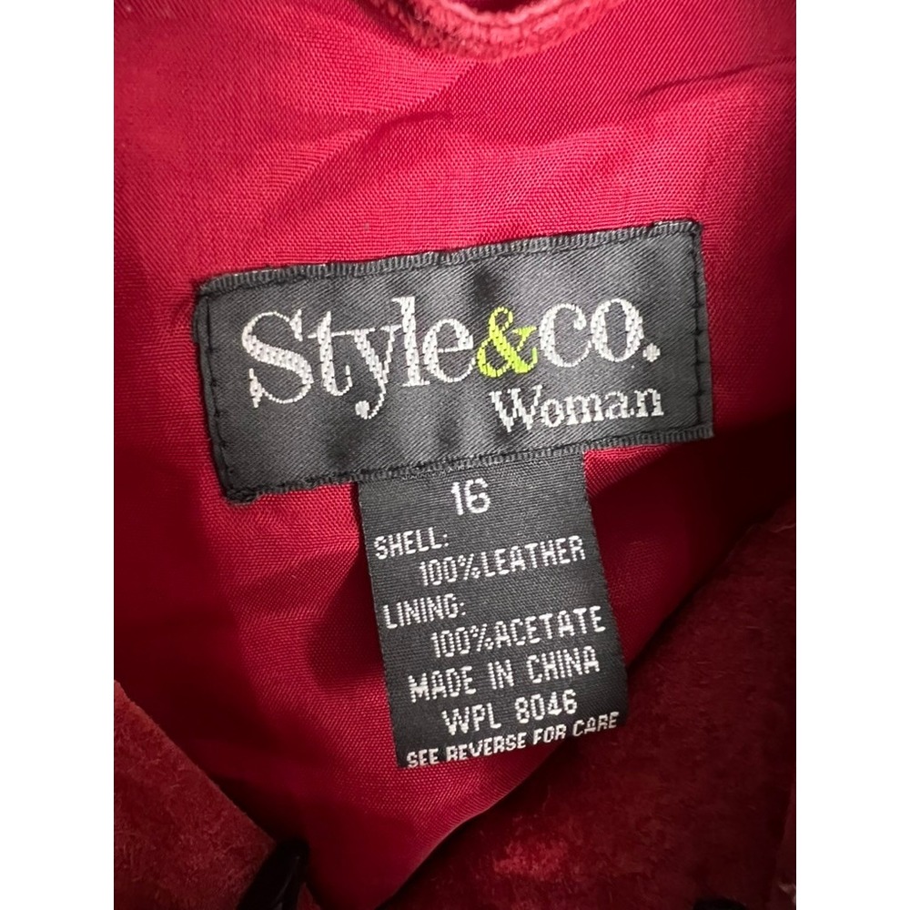 Style & Co. Red Suede Button-Up Jacket - Picture 2 of 9